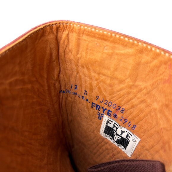 Vintage FRYE Campus Tall Leather Boots Mens Size 12 D Mahogany Made in USA - Picture 9 of 12